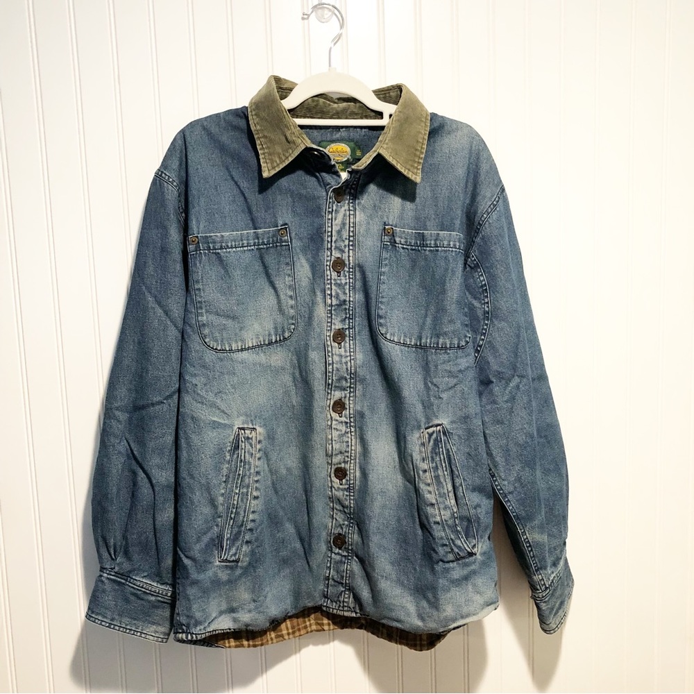 Cabelas Denim Shacket with Quilted Lining